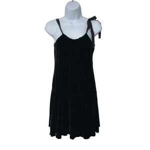 Vince Black Velvet Dress‎ Women's Size Small Sleeveless Tie Strap Mini